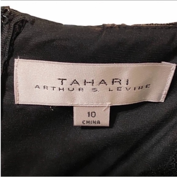 TAHARI lace sequins long formal dress 10 black - Picture 7 of 8